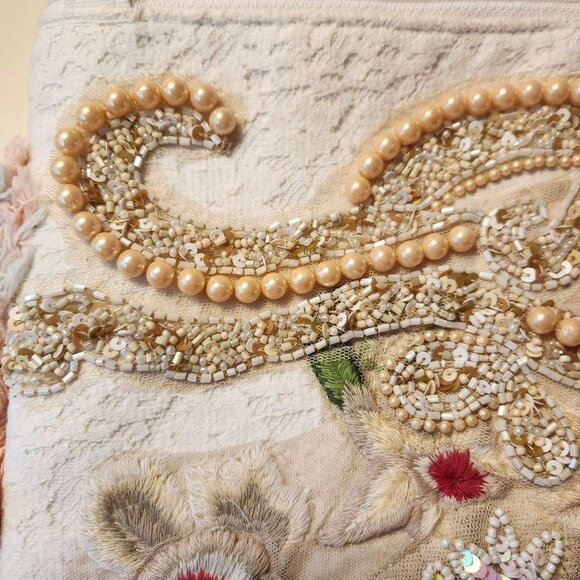 ANTICA SANTORIA Cloth, Lace & Pearls Handbag Shoulder Bag New w/Tag - Picture 8 of 12